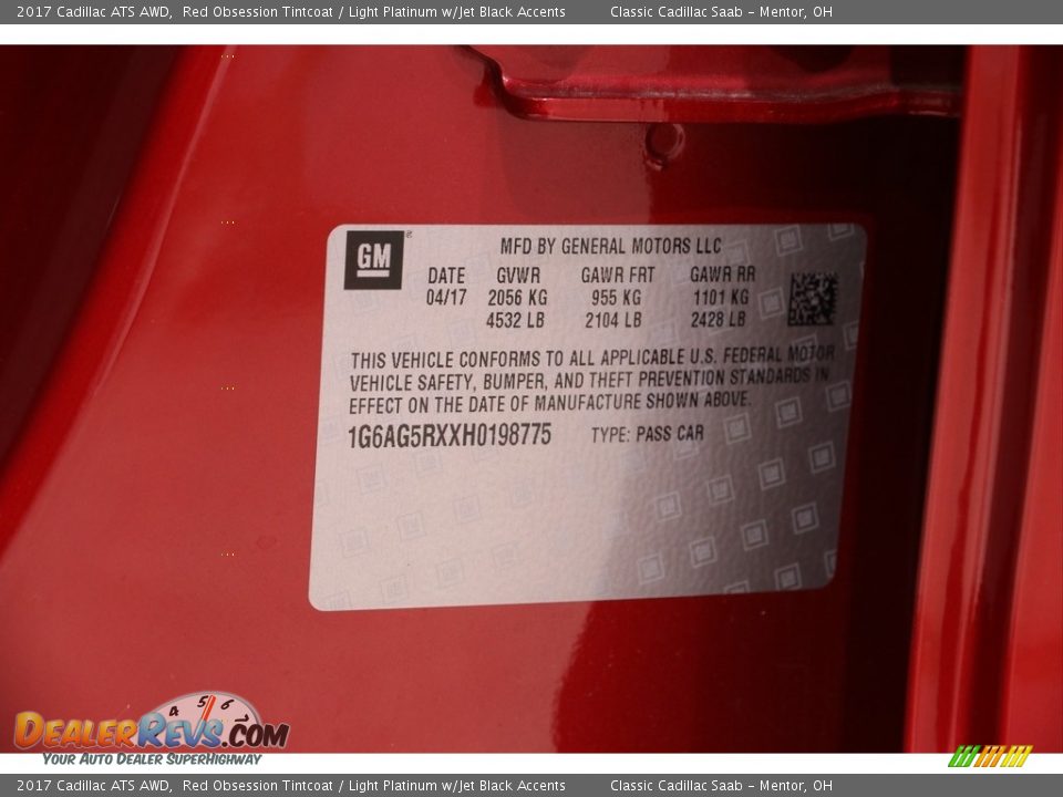 2017 Cadillac ATS AWD Red Obsession Tintcoat / Light Platinum w/Jet Black Accents Photo #20