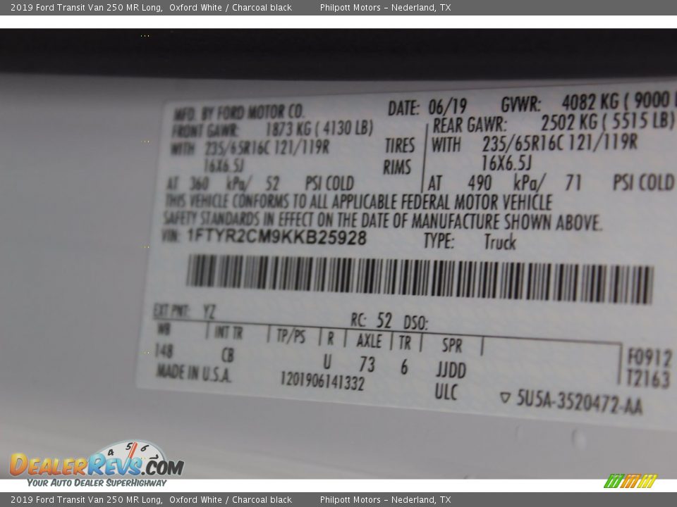 2019 Ford Transit Van 250 MR Long Oxford White / Charcoal black Photo #32