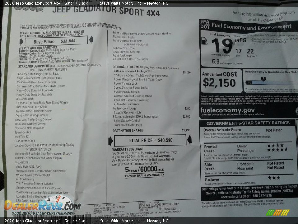 2020 Jeep Gladiator Sport 4x4 Gator / Black Photo #27