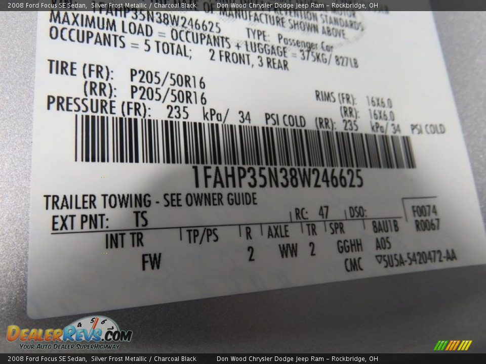 2008 Ford Focus SE Sedan Silver Frost Metallic / Charcoal Black Photo #35