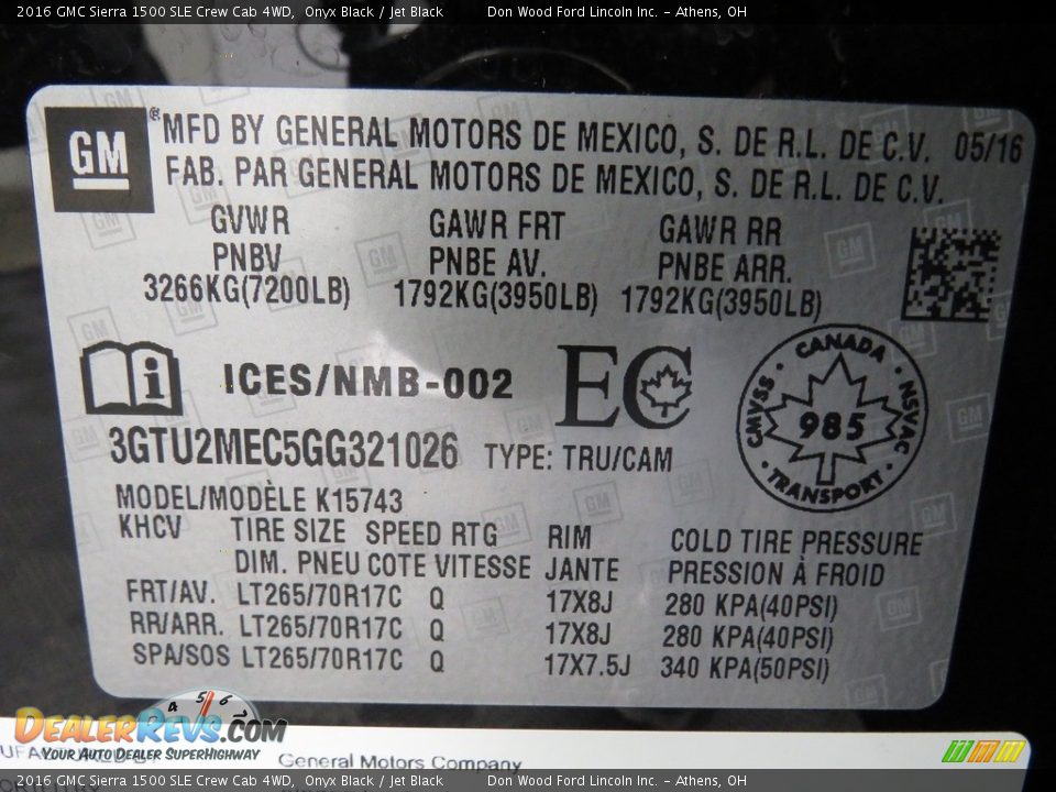 2016 GMC Sierra 1500 SLE Crew Cab 4WD Onyx Black / Jet Black Photo #32
