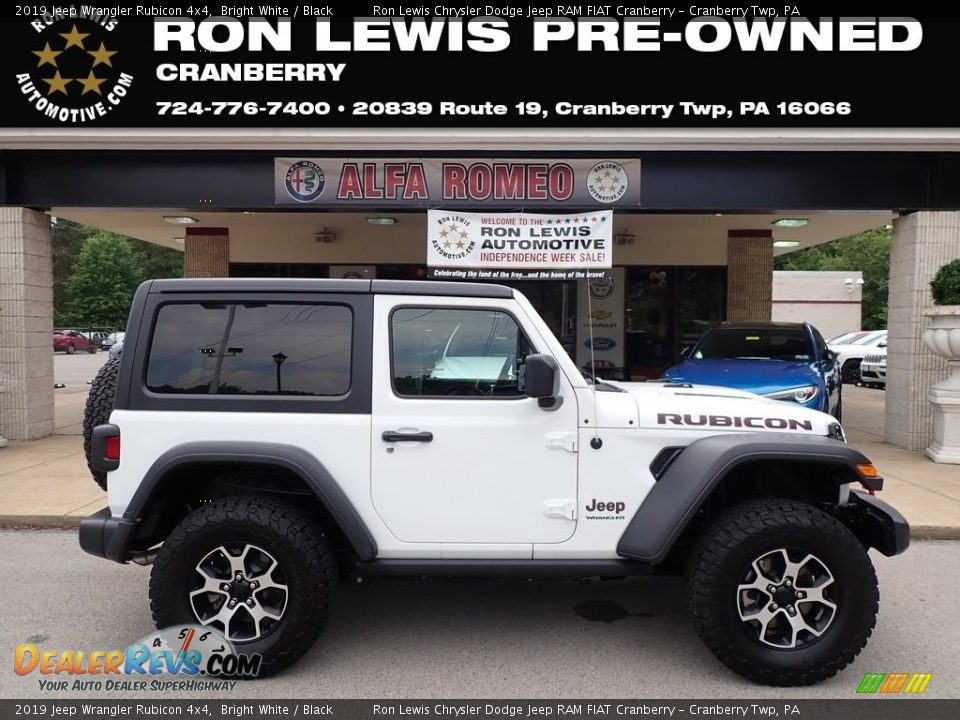 2019 Jeep Wrangler Rubicon 4x4 Bright White / Black Photo #1