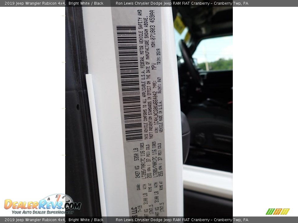 2019 Jeep Wrangler Rubicon 4x4 Bright White / Black Photo #11