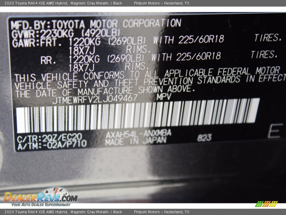 2020 Toyota RAV4 XSE AWD Hybrid Magnetic Gray Metallic / Black Photo #26