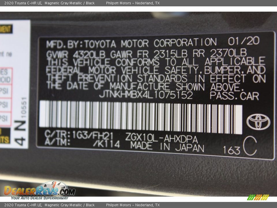 2020 Toyota C-HR LE Magnetic Gray Metallic / Black Photo #23