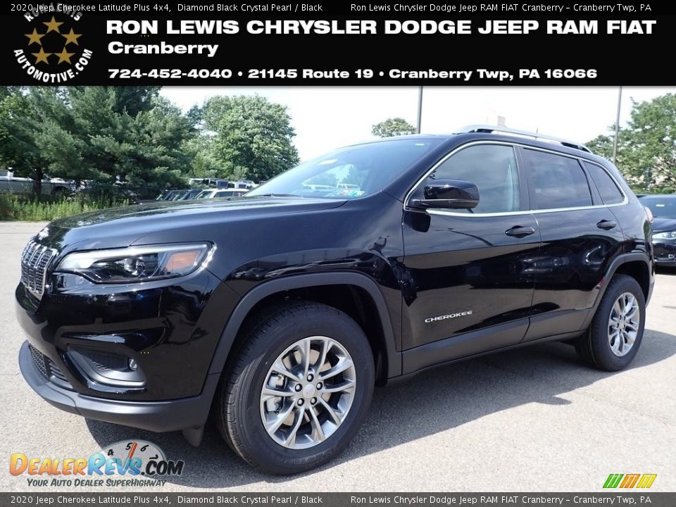 2020 Jeep Cherokee Latitude Plus 4x4 Diamond Black Crystal Pearl / Black Photo #1