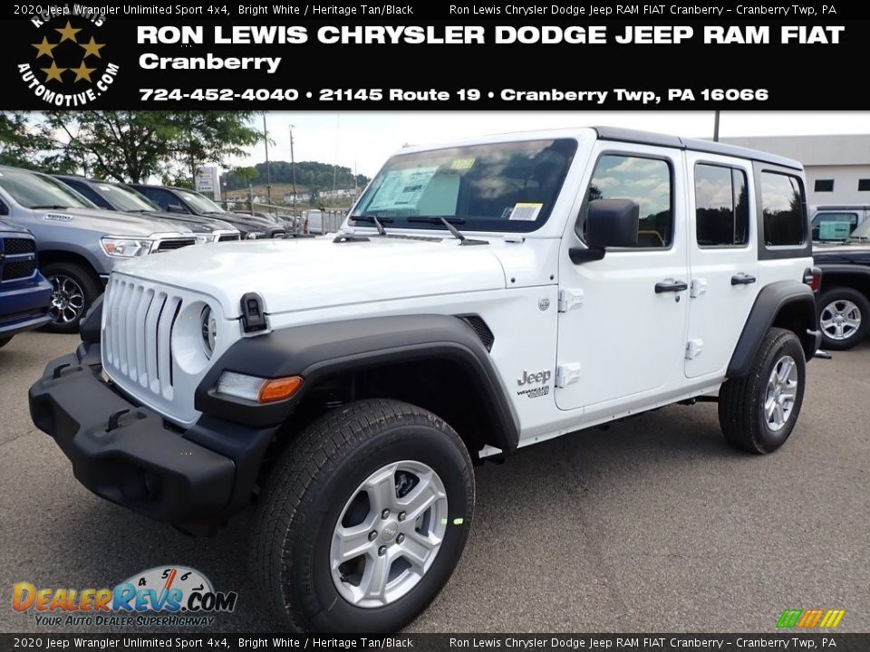 2020 Jeep Wrangler Unlimited Sport 4x4 Bright White / Heritage Tan/Black Photo #1