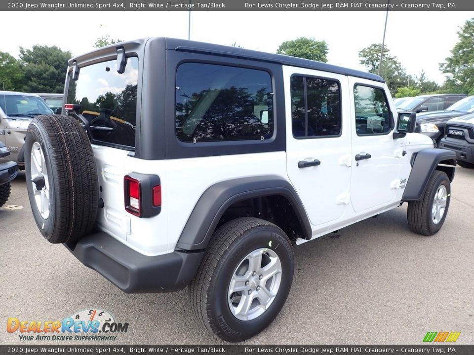 2020 Jeep Wrangler Unlimited Sport 4x4 Bright White / Heritage Tan/Black Photo #5