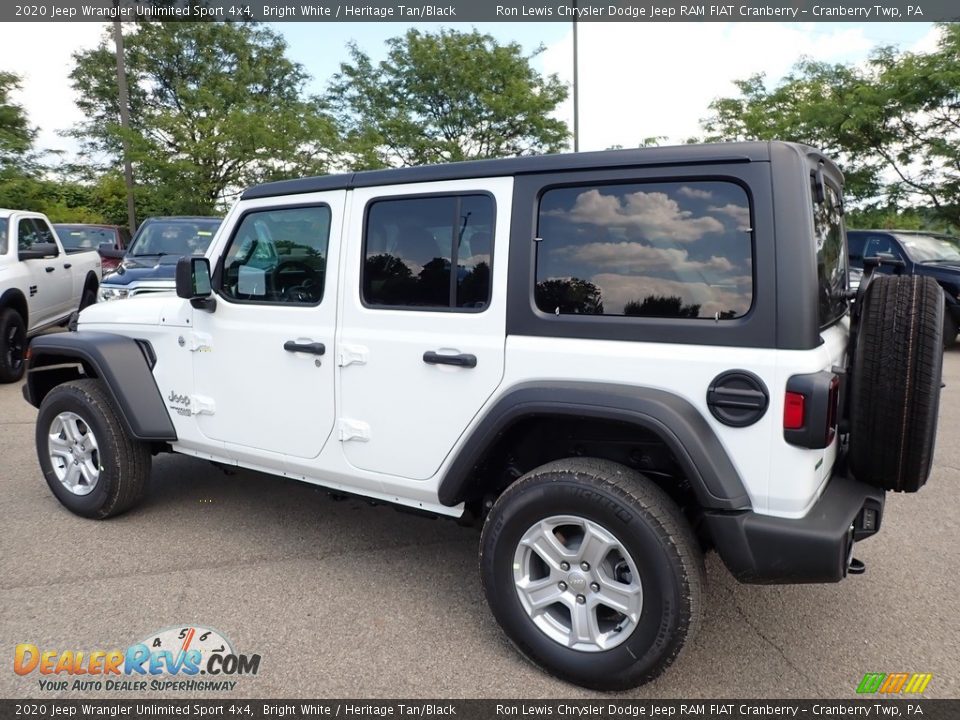 2020 Jeep Wrangler Unlimited Sport 4x4 Bright White / Heritage Tan/Black Photo #8