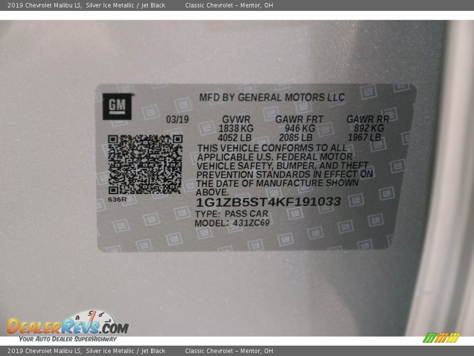 2019 Chevrolet Malibu LS Silver Ice Metallic / Jet Black Photo #26