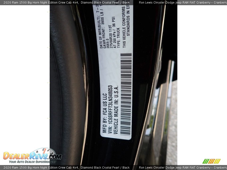 2020 Ram 1500 Big Horn Night Edition Crew Cab 4x4 Diamond Black Crystal Pearl / Black Photo #10