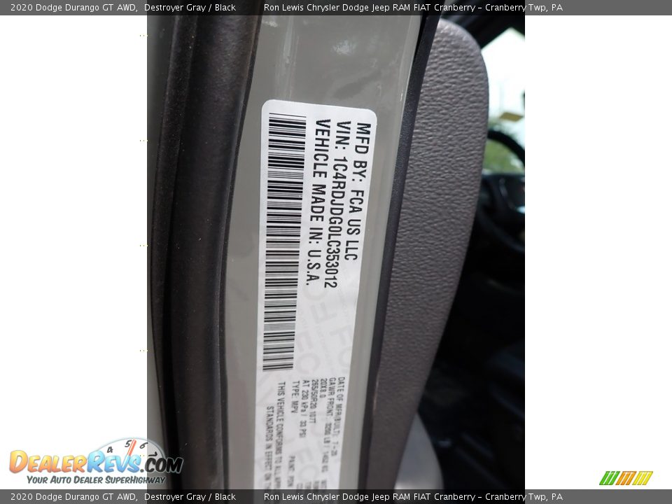 2020 Dodge Durango GT AWD Destroyer Gray / Black Photo #11