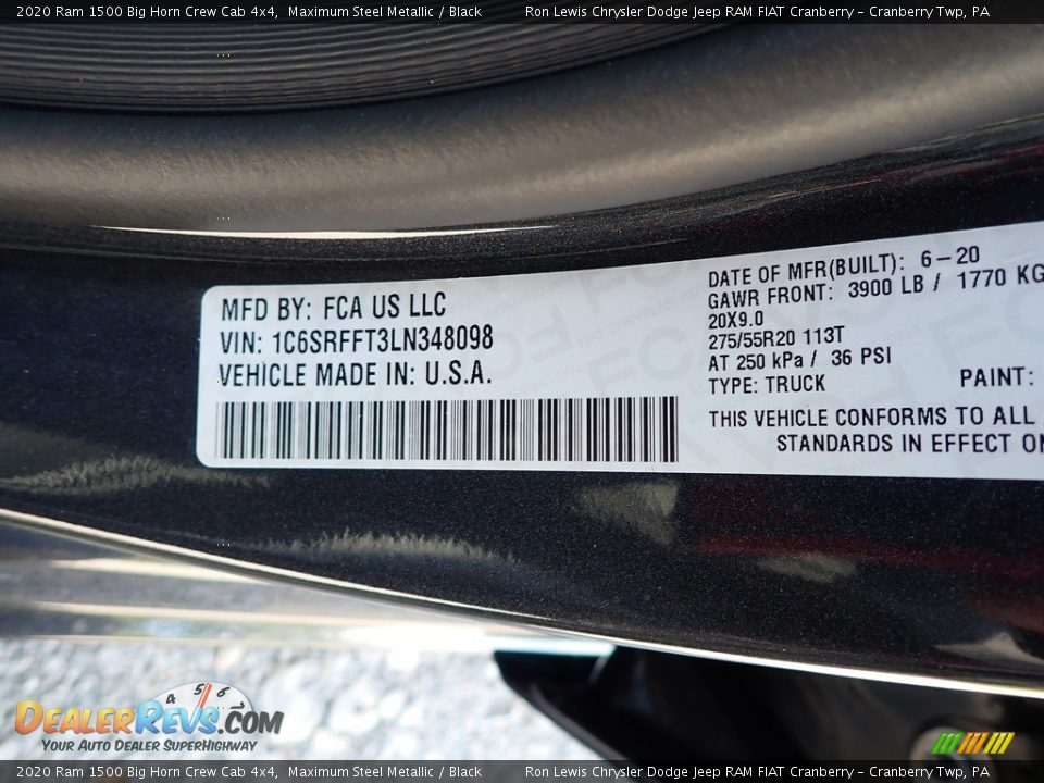 2020 Ram 1500 Big Horn Crew Cab 4x4 Maximum Steel Metallic / Black Photo #10
