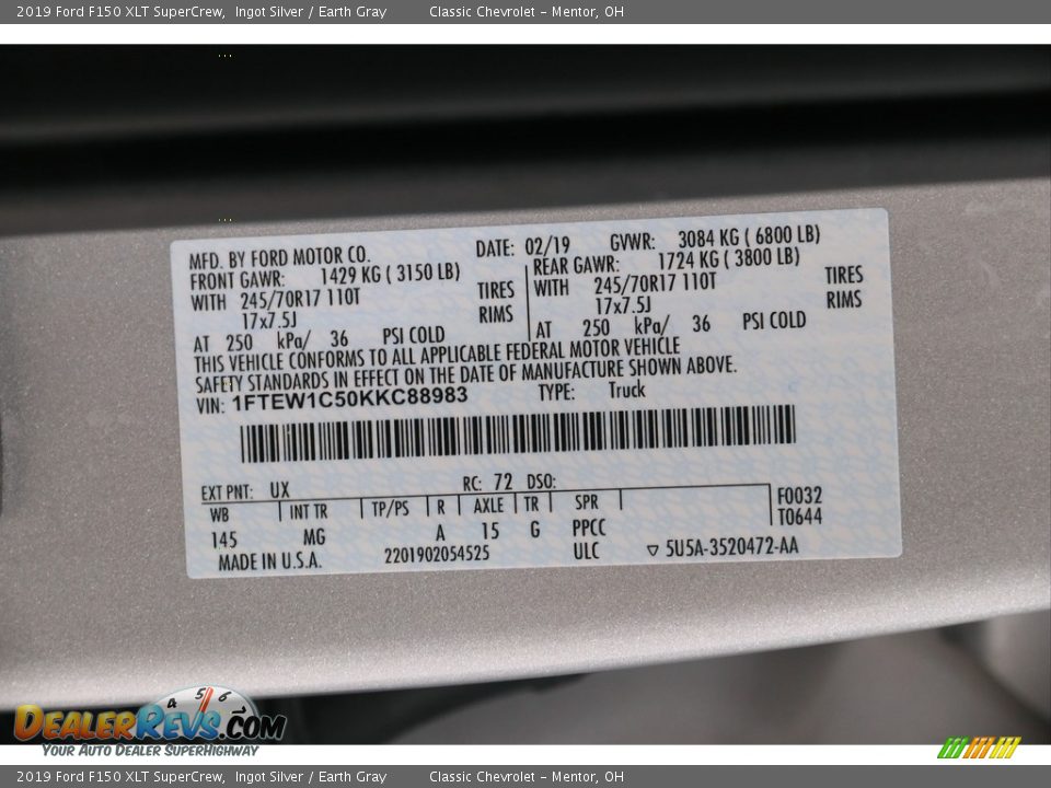 2019 Ford F150 XLT SuperCrew Ingot Silver / Earth Gray Photo #20
