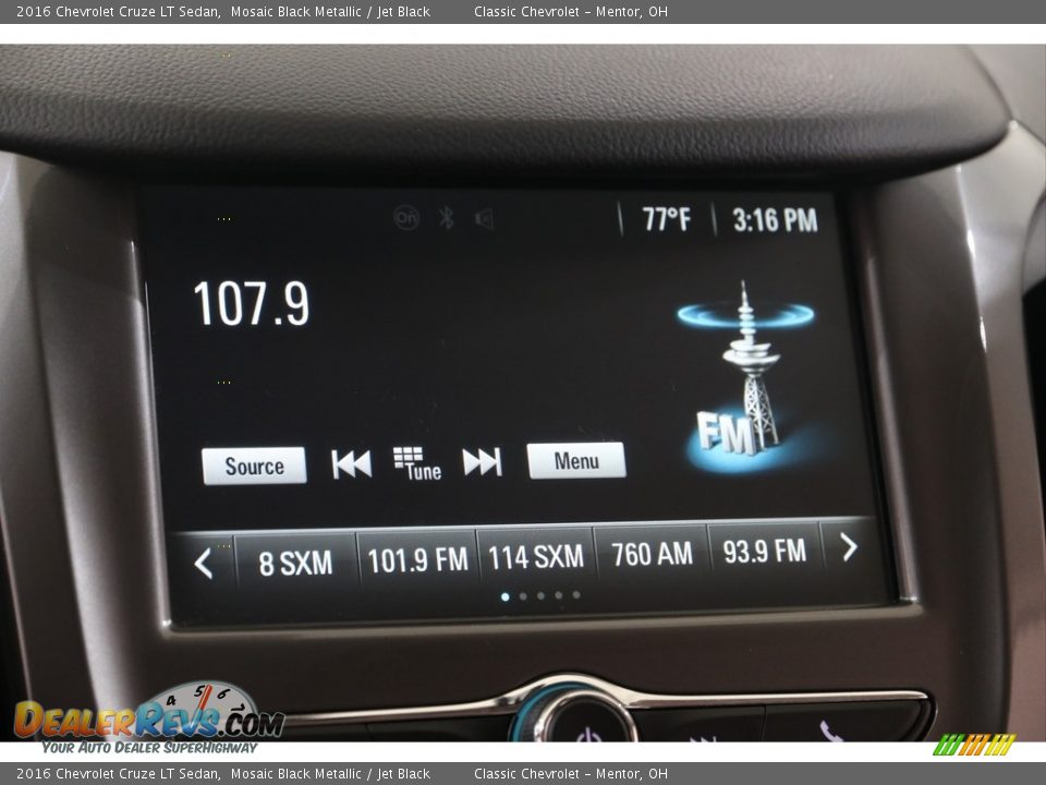 2016 Chevrolet Cruze LT Sedan Mosaic Black Metallic / Jet Black Photo #11