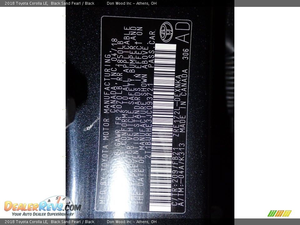 2018 Toyota Corolla LE Black Sand Pearl / Black Photo #32