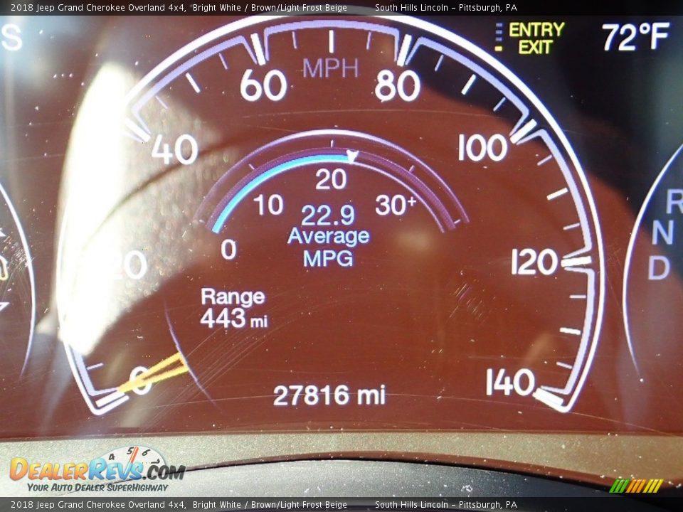 2018 Jeep Grand Cherokee Overland 4x4 Bright White / Brown/Light Frost Beige Photo #24