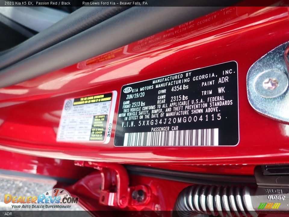 Kia Color Code ADR Passion Red