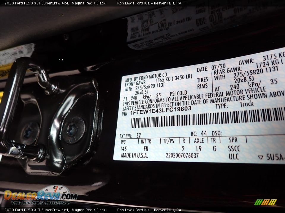 2020 Ford F150 XLT SuperCrew 4x4 Magma Red / Black Photo #15