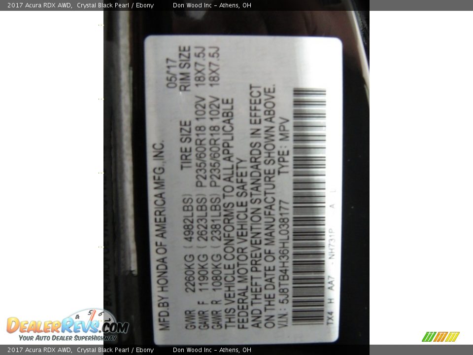 2017 Acura RDX AWD Crystal Black Pearl / Ebony Photo #34
