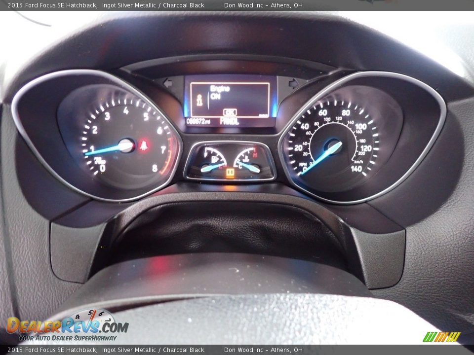 2015 Ford Focus SE Hatchback Ingot Silver Metallic / Charcoal Black Photo #27