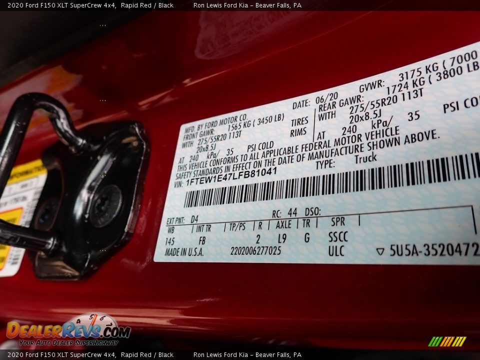 2020 Ford F150 XLT SuperCrew 4x4 Rapid Red / Black Photo #16