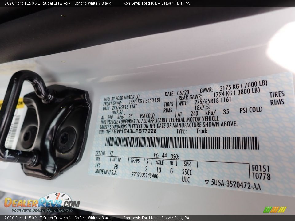 2020 Ford F150 XLT SuperCrew 4x4 Oxford White / Black Photo #9