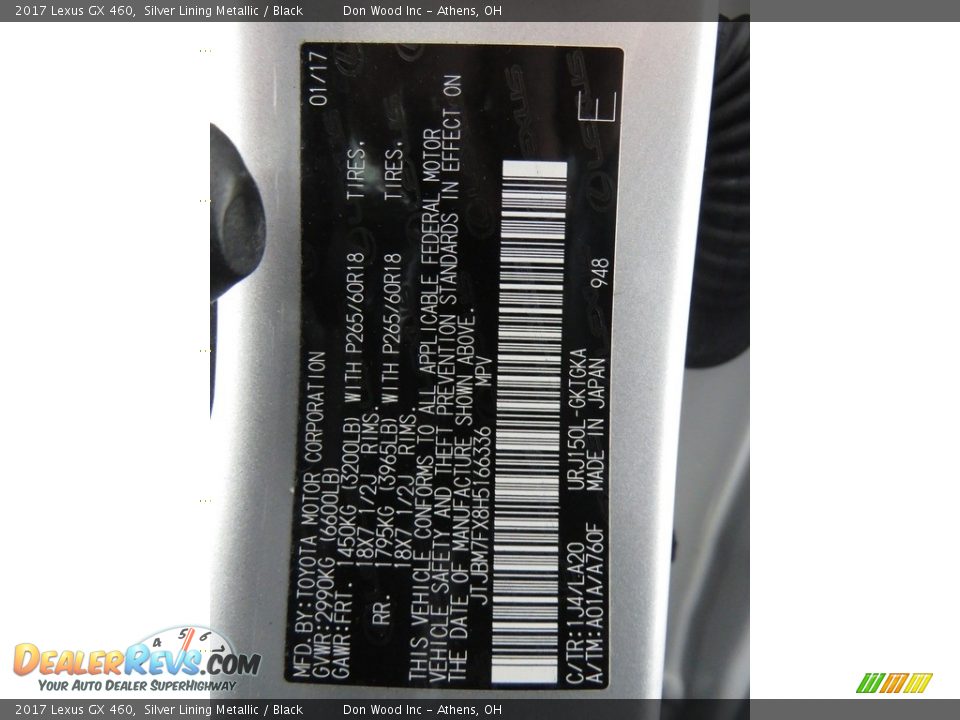 2017 Lexus GX 460 Silver Lining Metallic / Black Photo #32