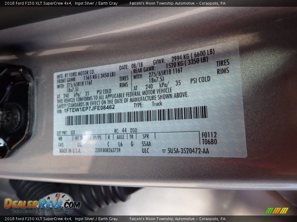 2018 Ford F150 XLT SuperCrew 4x4 Ingot Silver / Earth Gray Photo #23