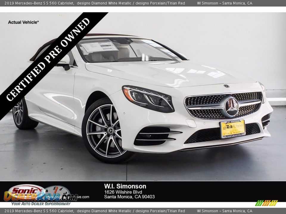 2019 Mercedes-Benz S S 560 Cabriolet designo Diamond White Metallic / designo Porcelain/Titian Red Photo #1