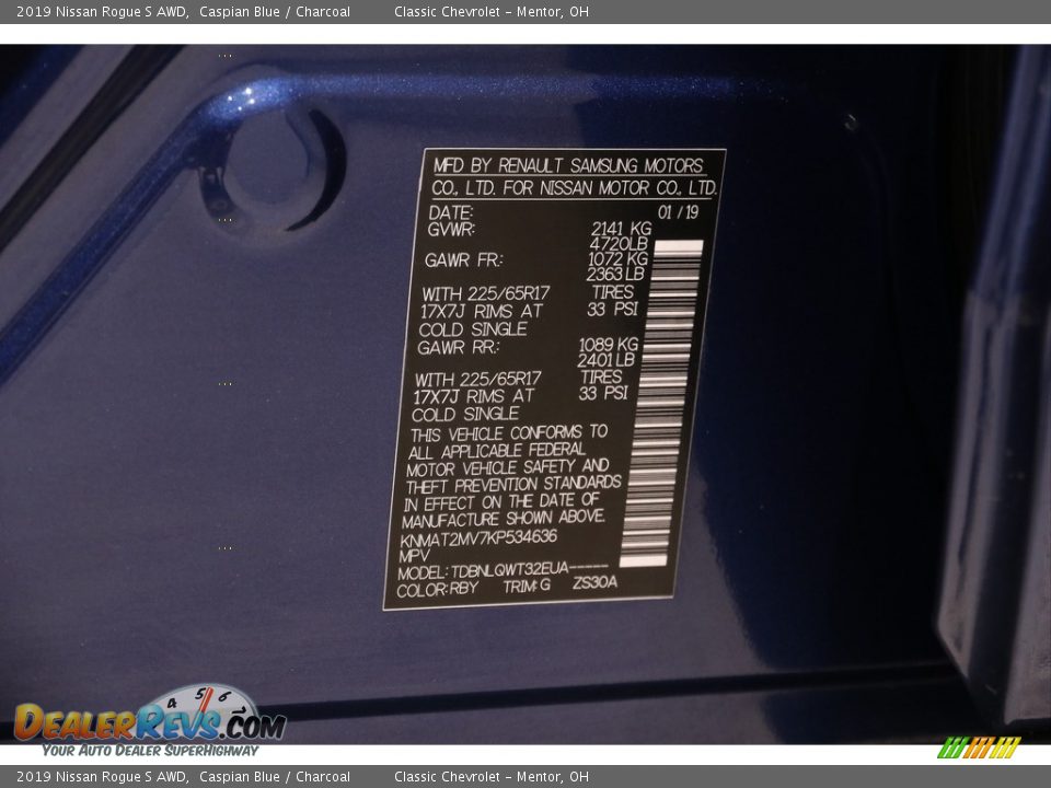 2019 Nissan Rogue S AWD Caspian Blue / Charcoal Photo #20