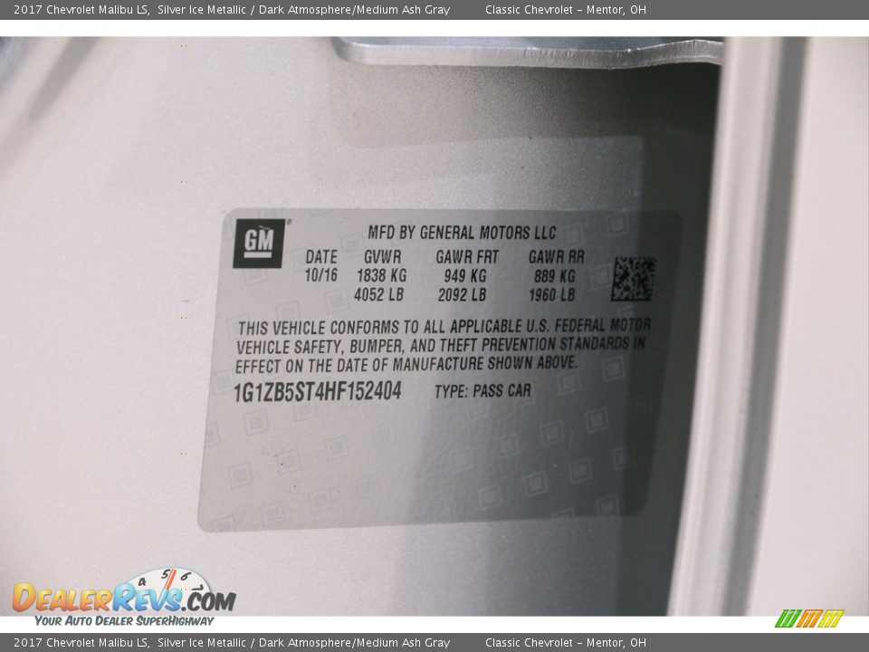 2017 Chevrolet Malibu LS Silver Ice Metallic / Dark Atmosphere/Medium Ash Gray Photo #19