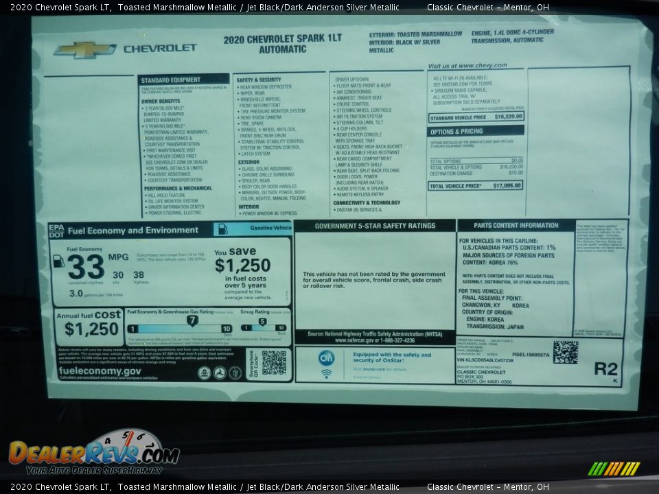 2020 Chevrolet Spark LT Toasted Marshmallow Metallic / Jet Black/Dark Anderson Silver Metallic Photo #7