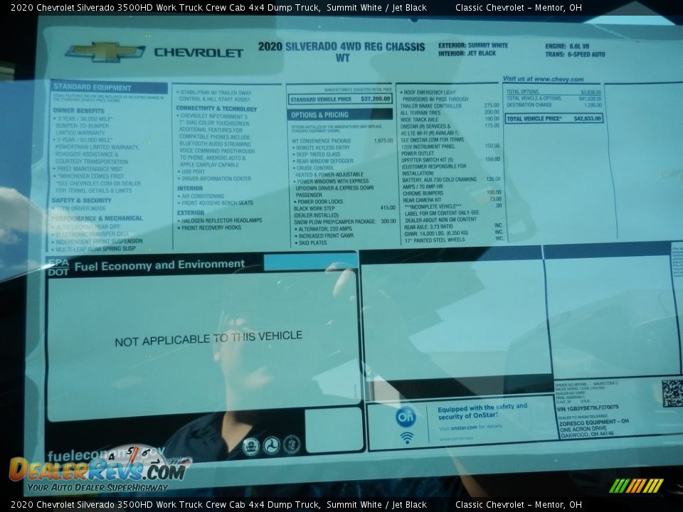 2020 Chevrolet Silverado 3500HD Work Truck Crew Cab 4x4 Dump Truck Summit White / Jet Black Photo #7