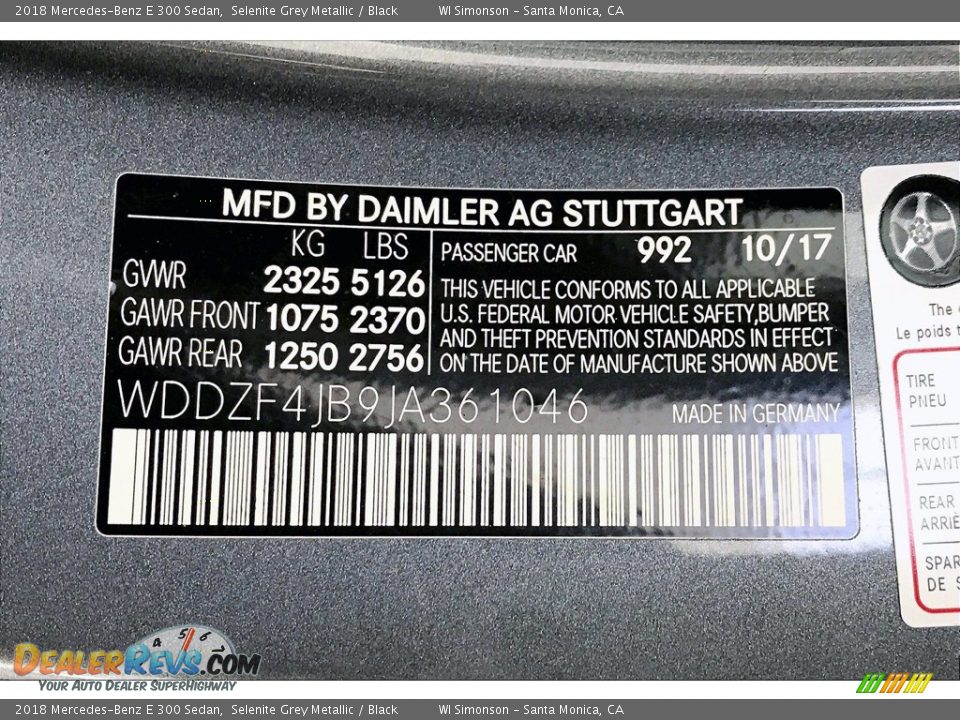 2018 Mercedes-Benz E 300 Sedan Selenite Grey Metallic / Black Photo #24