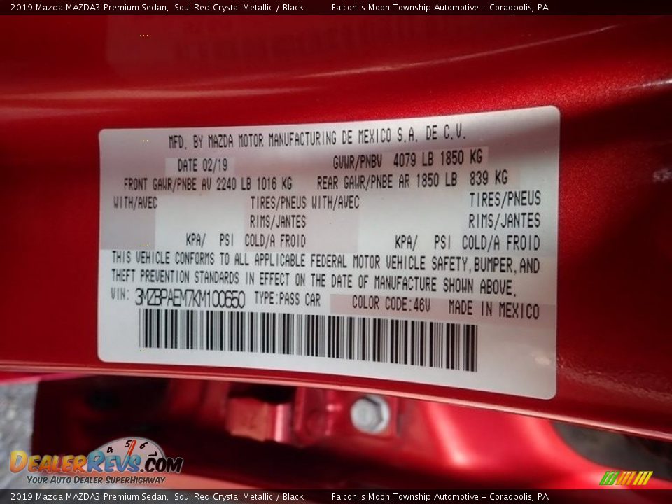 2019 Mazda MAZDA3 Premium Sedan Soul Red Crystal Metallic / Black Photo #23