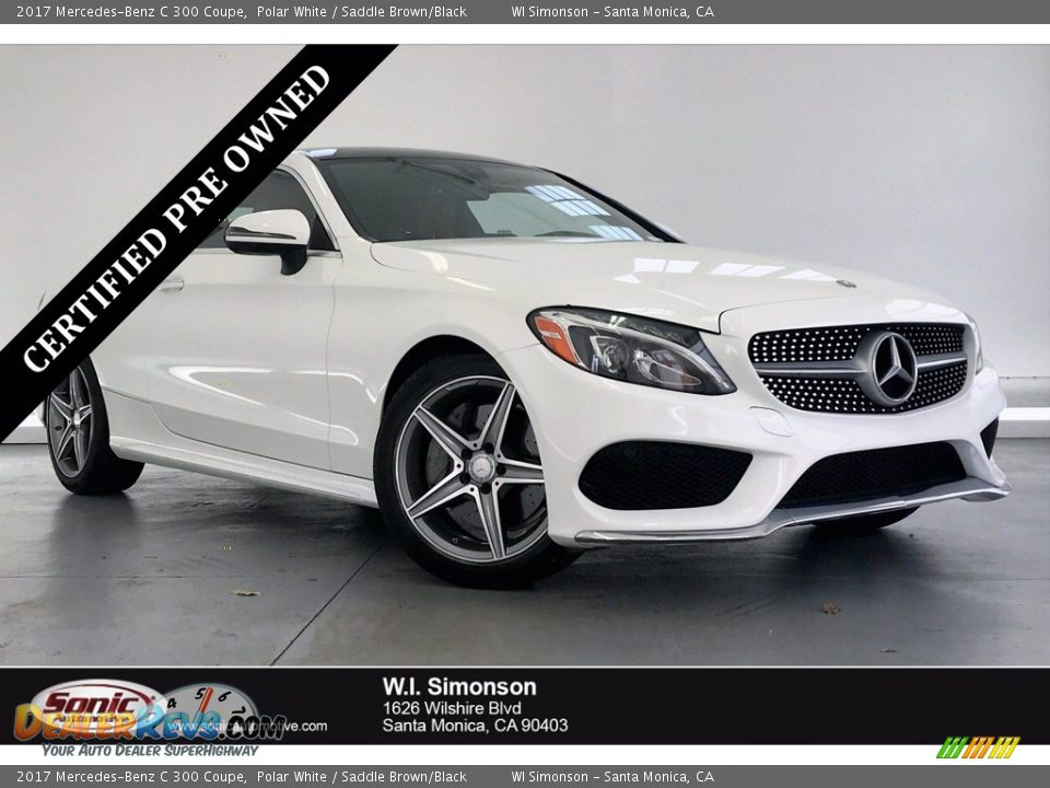 2017 Mercedes-Benz C 300 Coupe Polar White / Saddle Brown/Black Photo #1