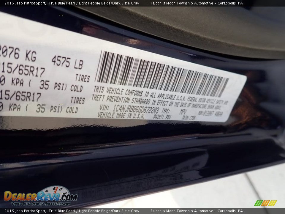 2016 Jeep Patriot Sport True Blue Pearl / Light Pebble Beige/Dark Slate Gray Photo #24
