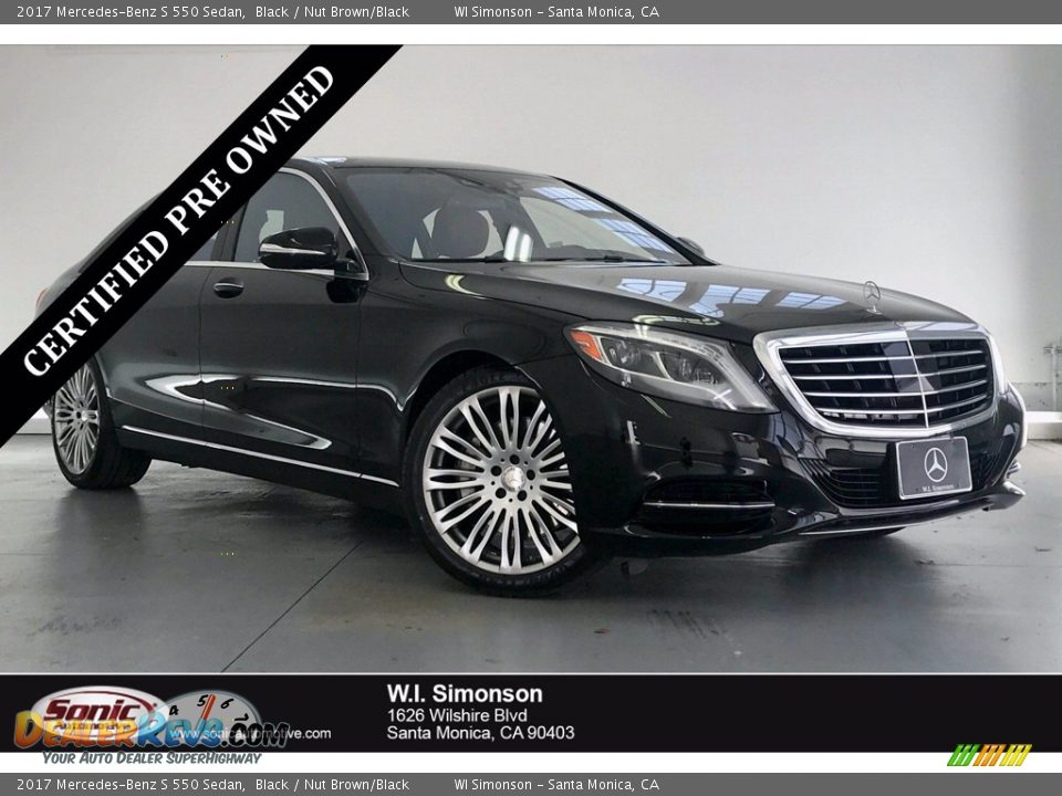 2017 Mercedes-Benz S 550 Sedan Black / Nut Brown/Black Photo #1