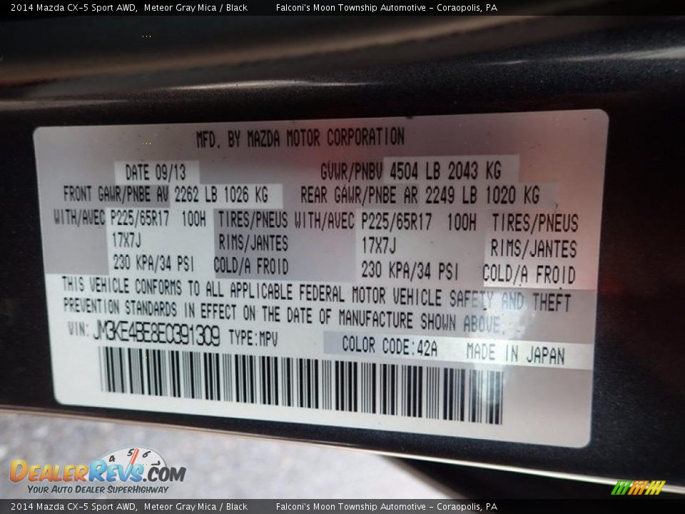 2014 Mazda CX-5 Sport AWD Meteor Gray Mica / Black Photo #23