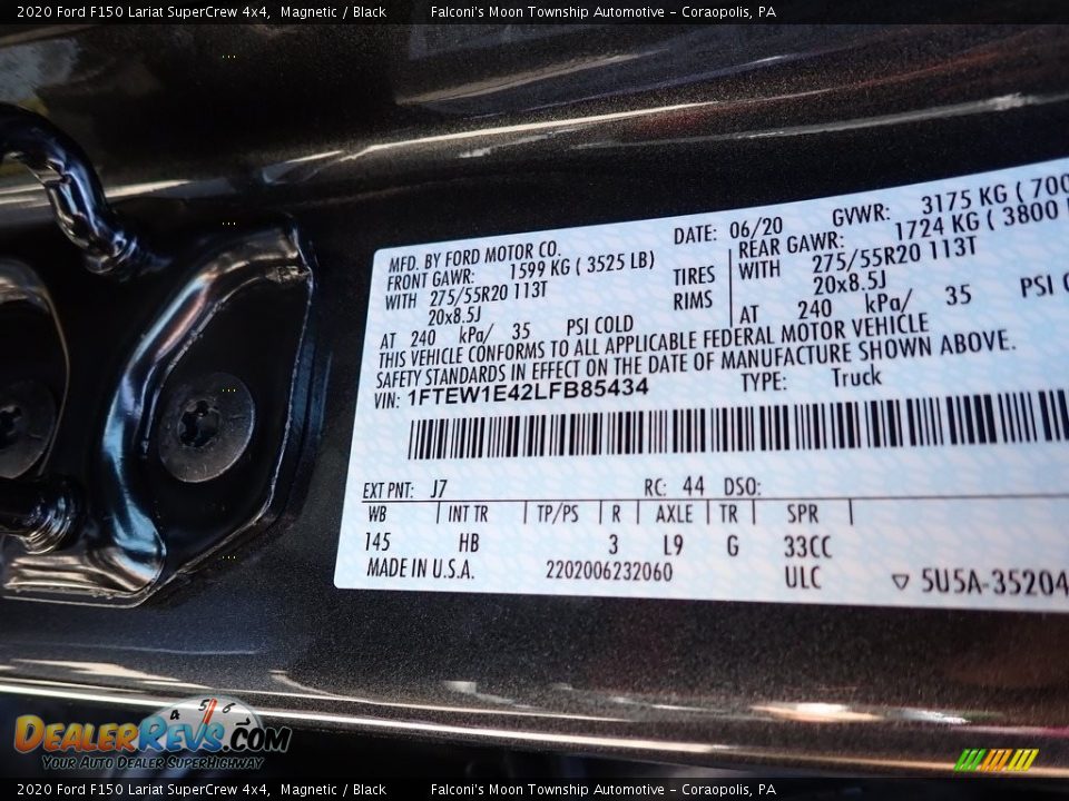 2020 Ford F150 Lariat SuperCrew 4x4 Magnetic / Black Photo #12