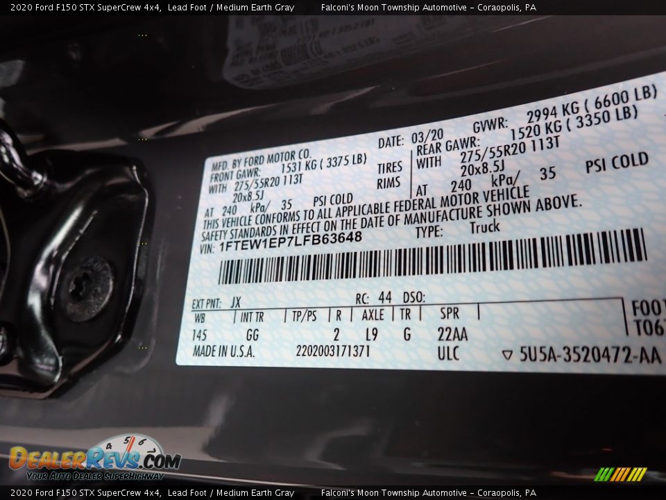 2020 Ford F150 STX SuperCrew 4x4 Lead Foot / Medium Earth Gray Photo #12