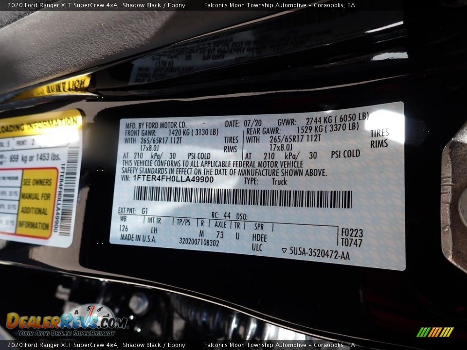 2020 Ford Ranger XLT SuperCrew 4x4 Shadow Black / Ebony Photo #13