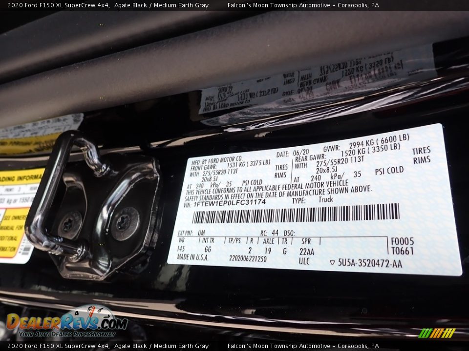 2020 Ford F150 XL SuperCrew 4x4 Agate Black / Medium Earth Gray Photo #10