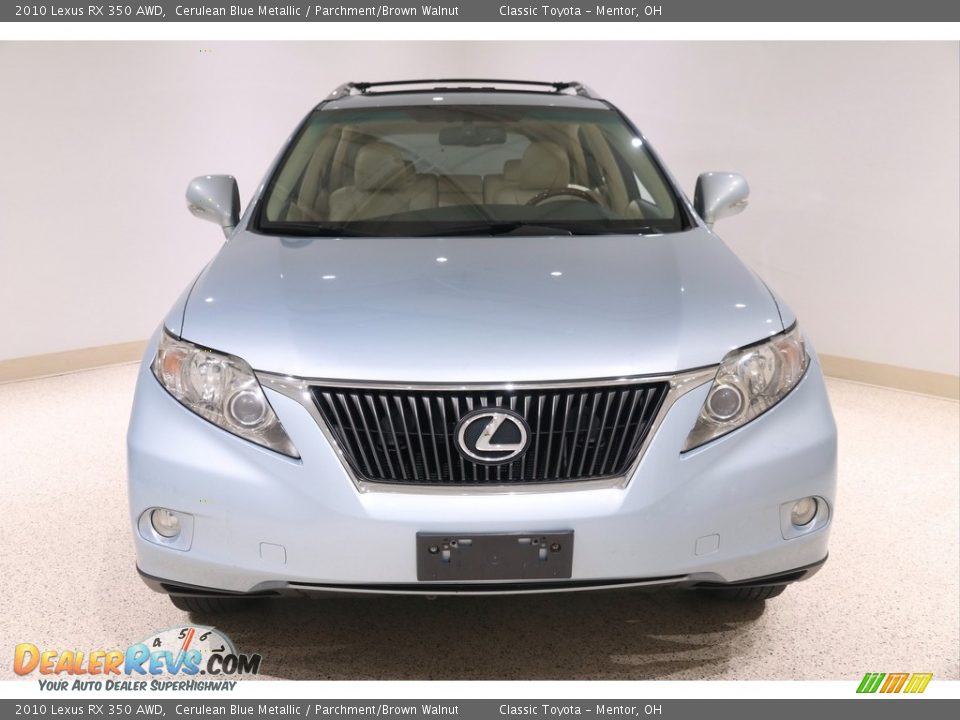 2010 Lexus RX 350 AWD Cerulean Blue Metallic / Parchment/Brown Walnut Photo #2