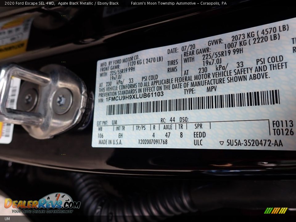 Ford Color Code UM Agate Black Metallic