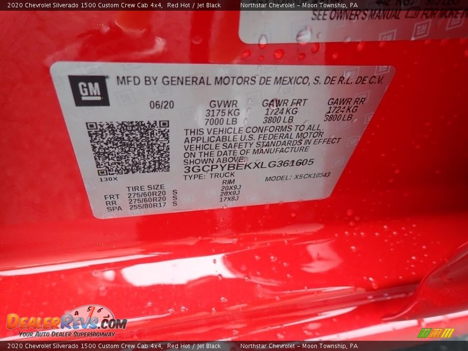 2020 Chevrolet Silverado 1500 Custom Crew Cab 4x4 Red Hot / Jet Black Photo #12
