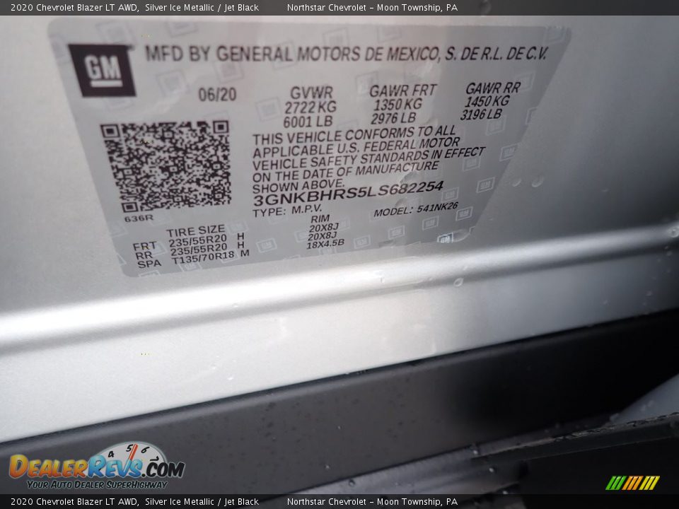 2020 Chevrolet Blazer LT AWD Silver Ice Metallic / Jet Black Photo #17