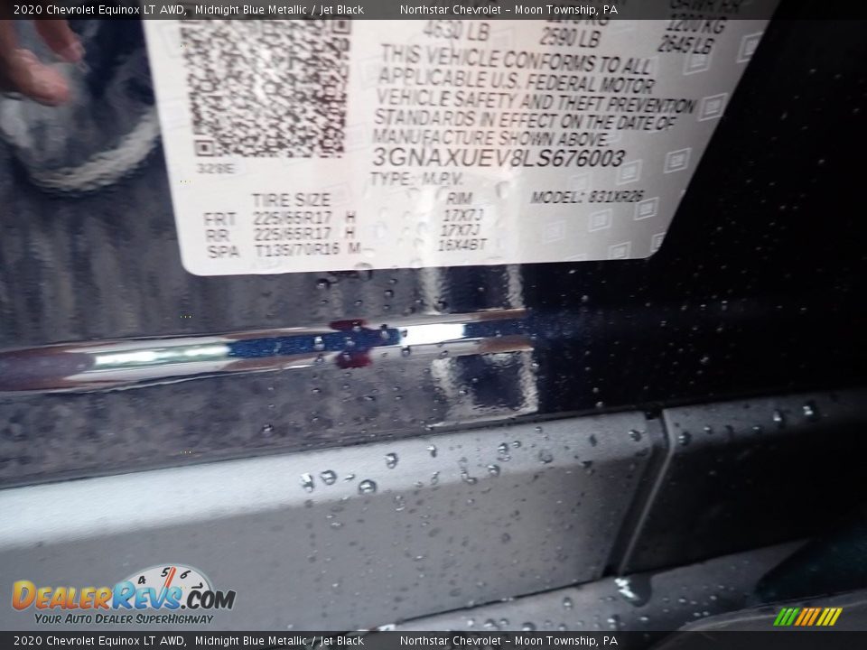 2020 Chevrolet Equinox LT AWD Midnight Blue Metallic / Jet Black Photo #16