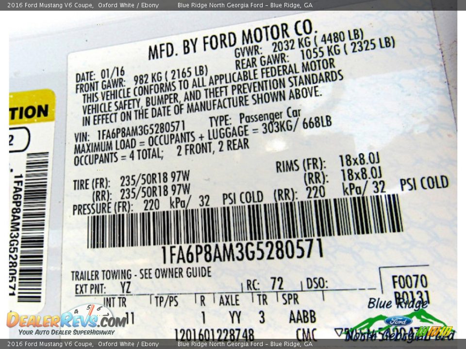 2016 Ford Mustang V6 Coupe Oxford White / Ebony Photo #21